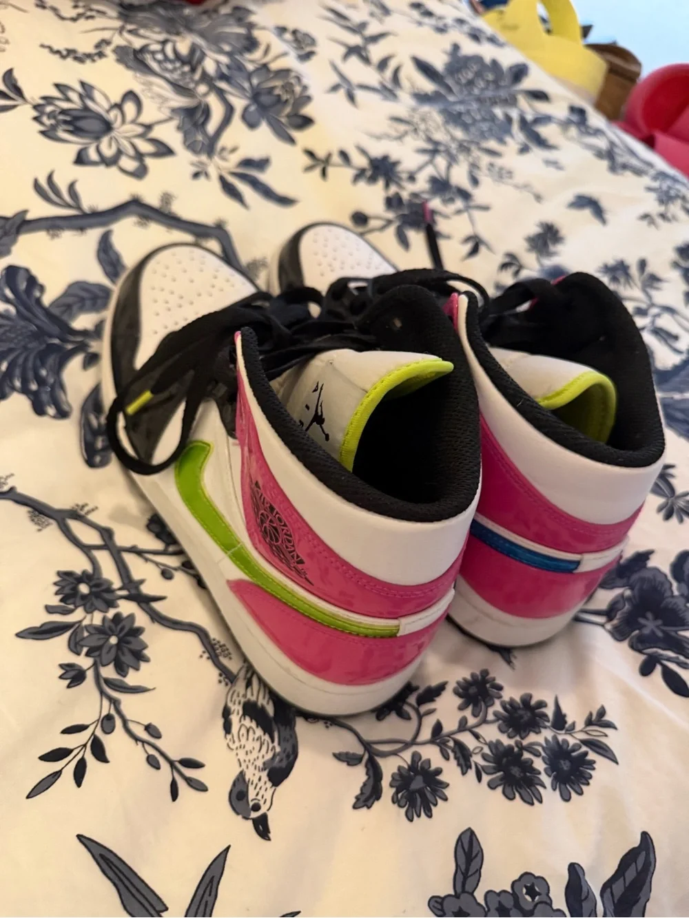 Nike Kids' High-Top Sneakers - White, Pink & Neon Green